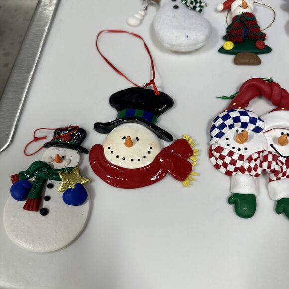 Lot Of 26 Snowman Ornaments Different Types Some‎ Ceramic Mostly Clay - Picture 8 of 11